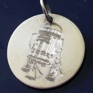 Sterling Silver Etched R2-D2 Charm/Pendant